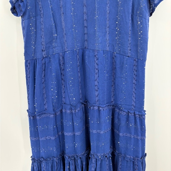 SOFT SURROUNDINGS Kara Shimmer Tiered Sequin Maxi Dress Blue Fairy Boho Y2K xl - Picture 4 of 15